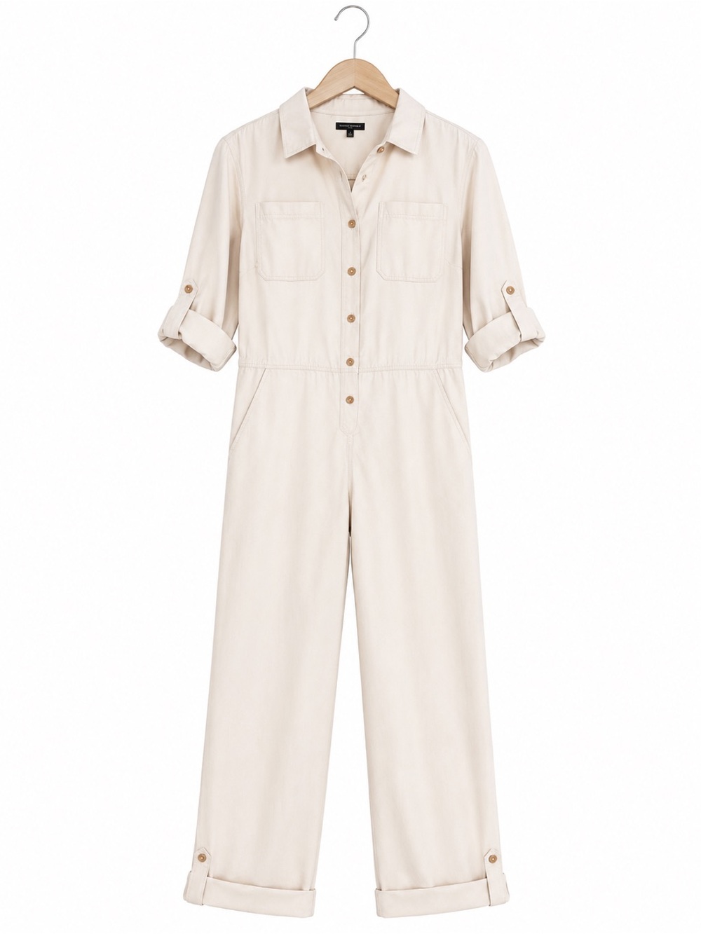 Banana Republic Tencel Utility Jumpsuit Beige Size 12